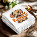 White napkin with cartoon dog and "Paw-ty Time!" text.