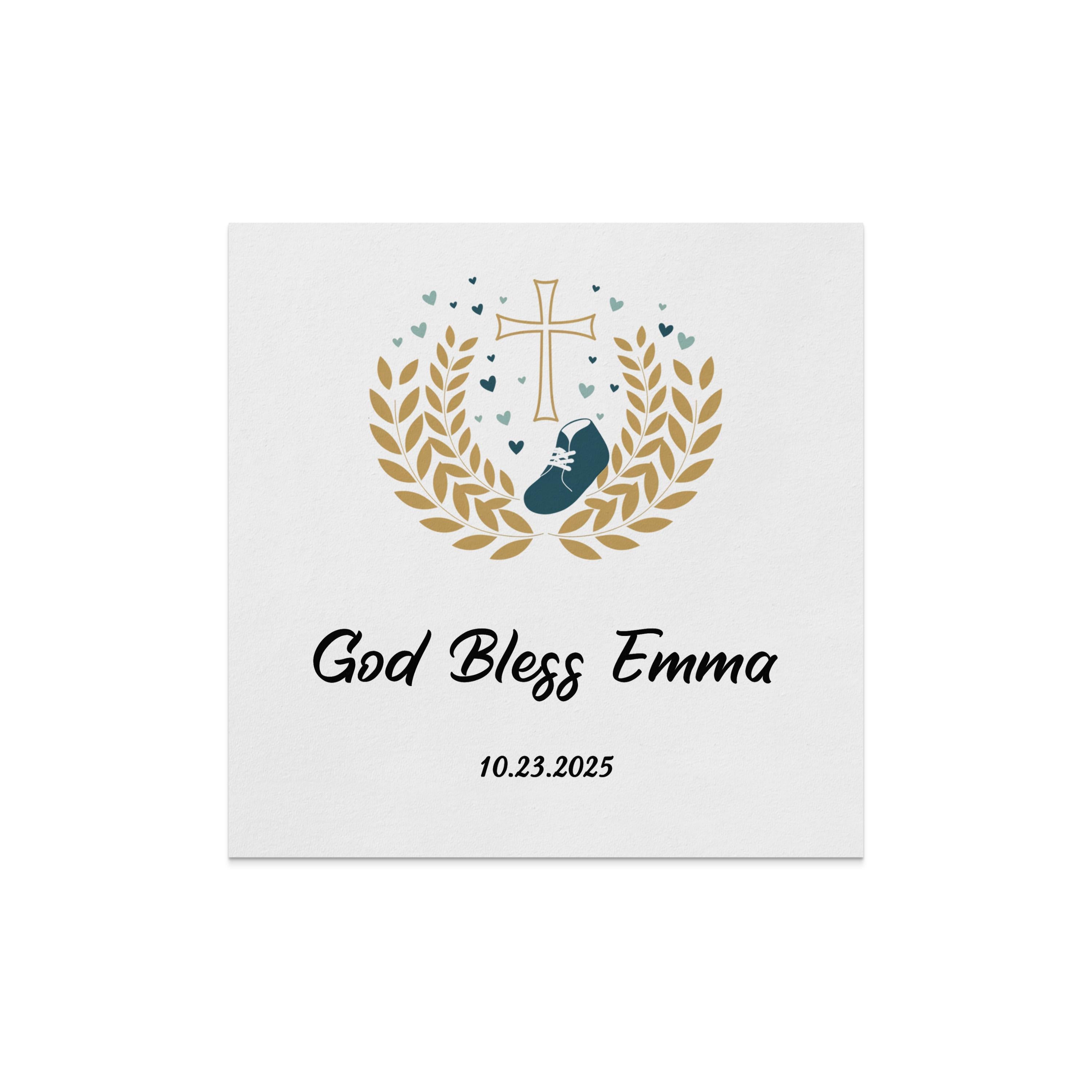 God Bless Emma with cross, wreath, and date 10.23.2025.