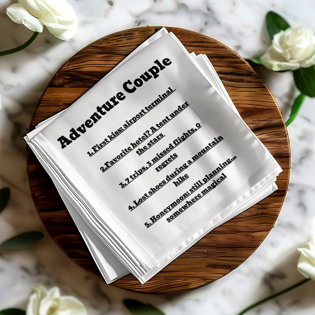 Adventure Couple list with five items, including "first kiss: airport terminal" and "honeymoon: still planning...".