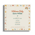 Christening invitation for Ezra Wilde, born October 12, 2025, weighing 7 lbs 9 oz.