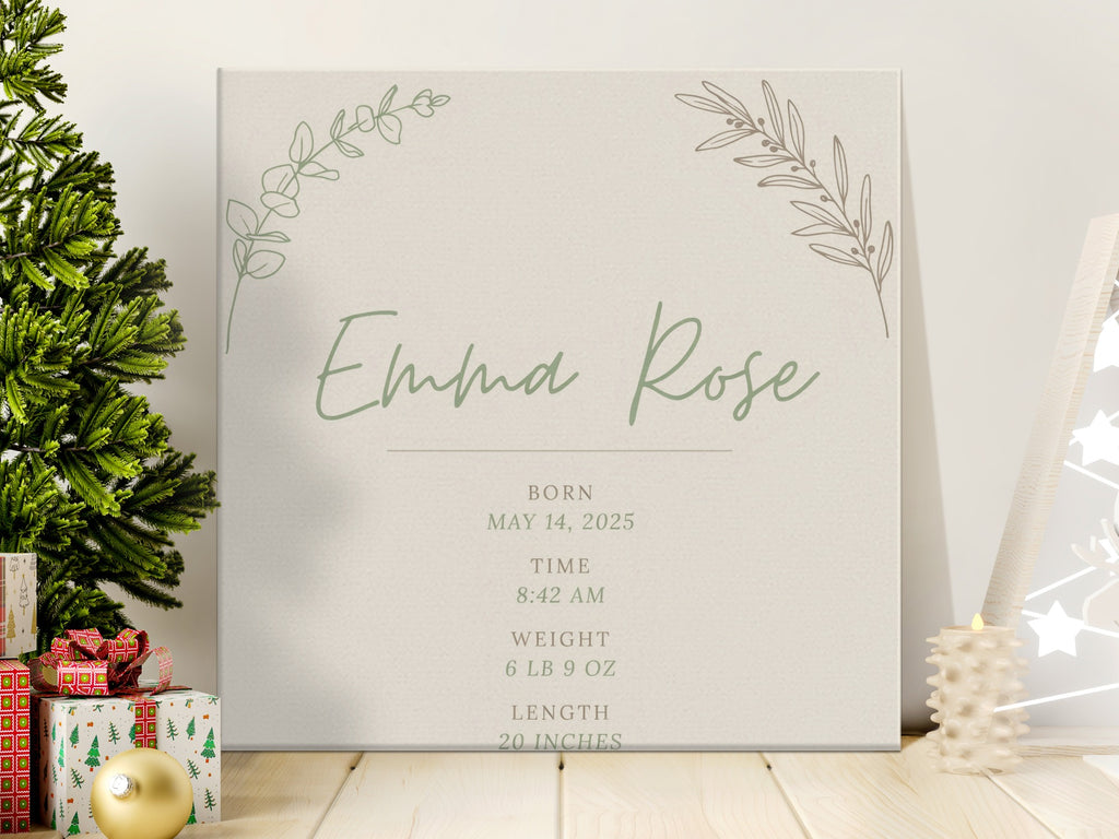 Emma Rose birth details; Born May 14, 2025, 8:42 AM, 6 LB 9 OZ, 20 INCHES.