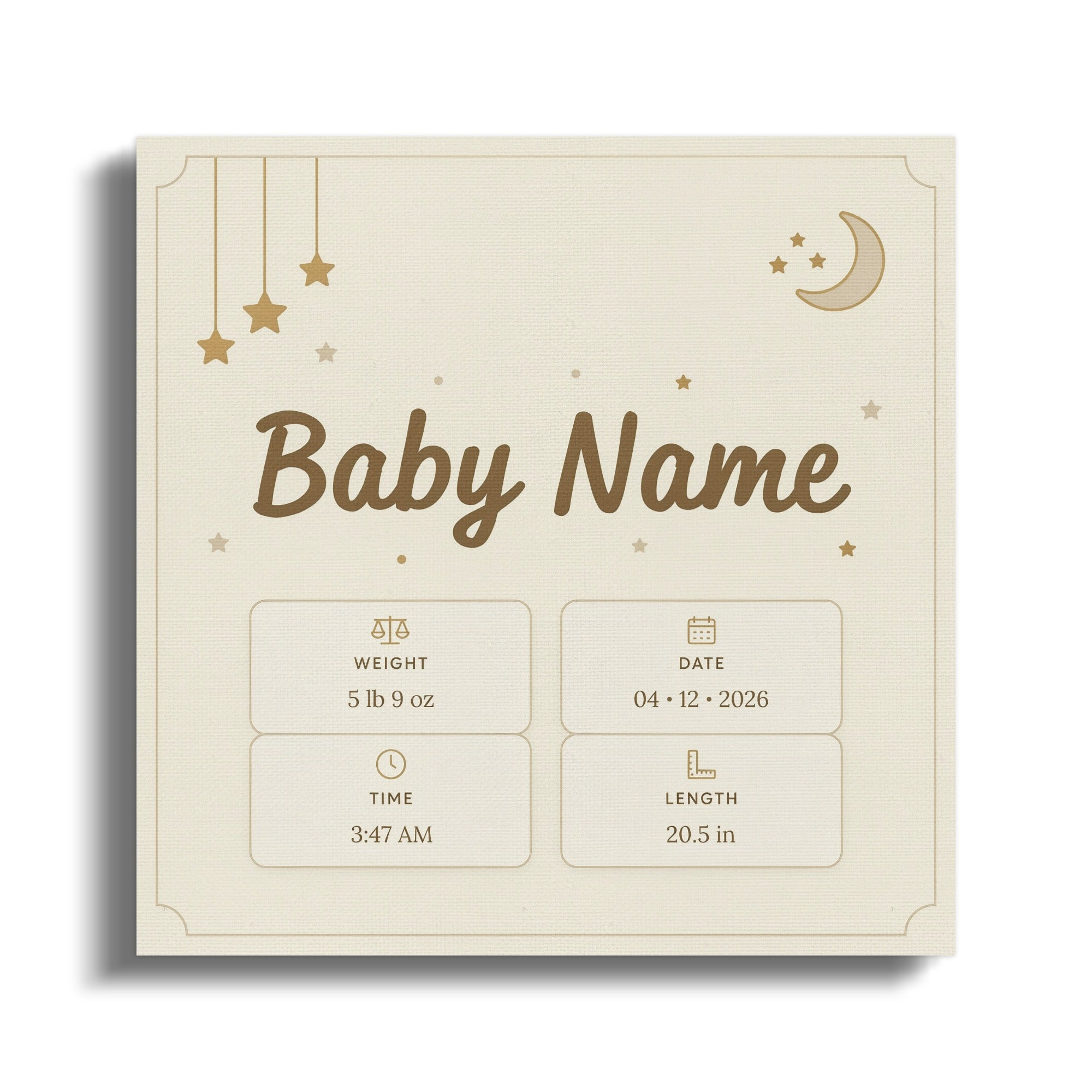 Baby Name details: 5 lb 9 oz weight, 3:47 AM time, 04.12.2026 date, 20.5 in length.
