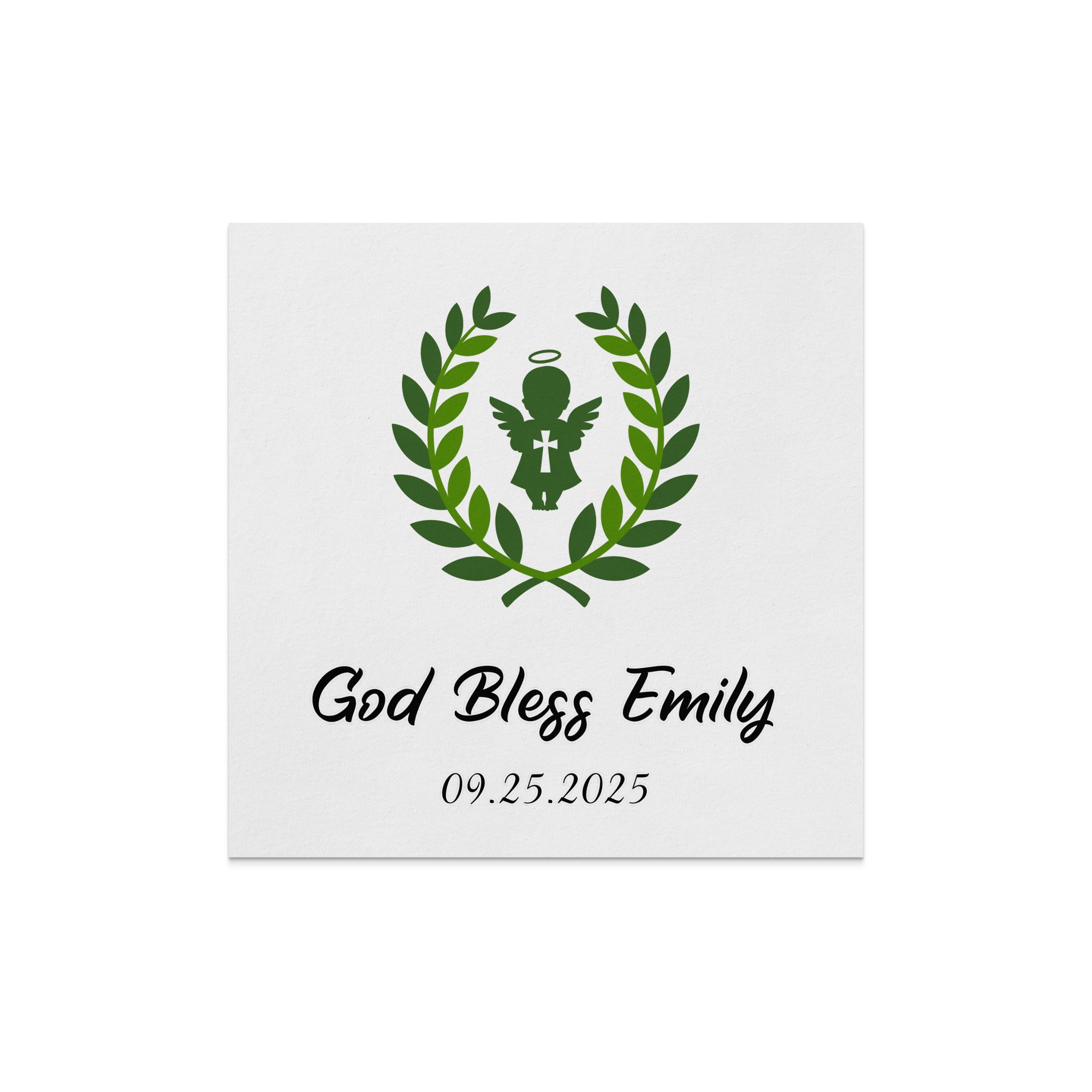 God Bless Emily 09.25.2025 with laurel wreath and cross.