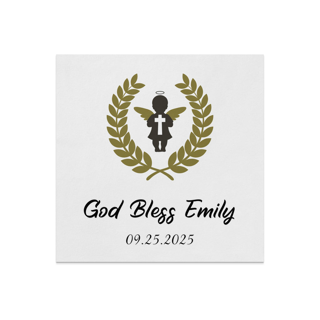God Bless Emily with haloed angel in laurel wreath, dated 09.25.2025.