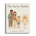 "The Carter Family" with a couple, son, and angel, names James, Sophie, Olmer, Lily.