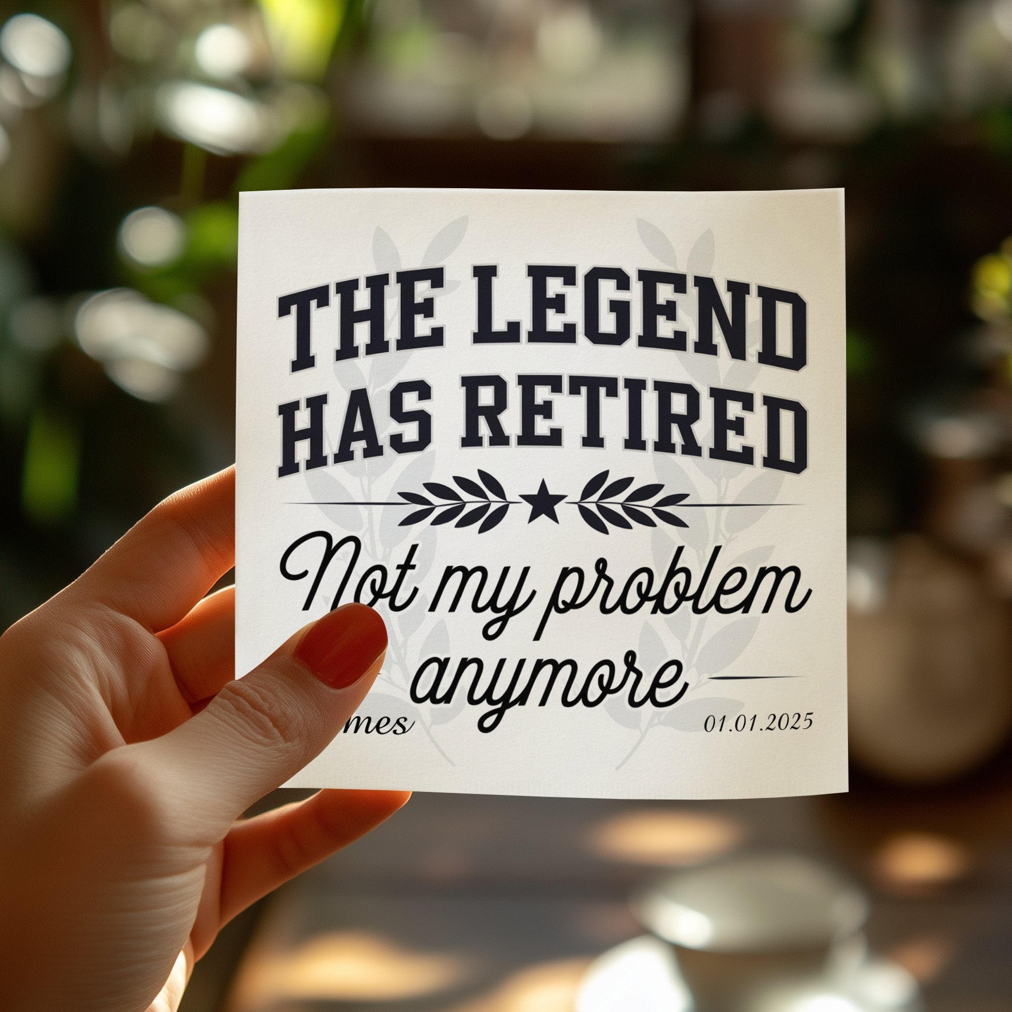 Tile with text "The Legend Has Retired. Not my problem anymore." and date 01.01.2025.