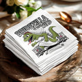 Bridezilla in the Wild - napkins with dinosaur bride in wedding dress.