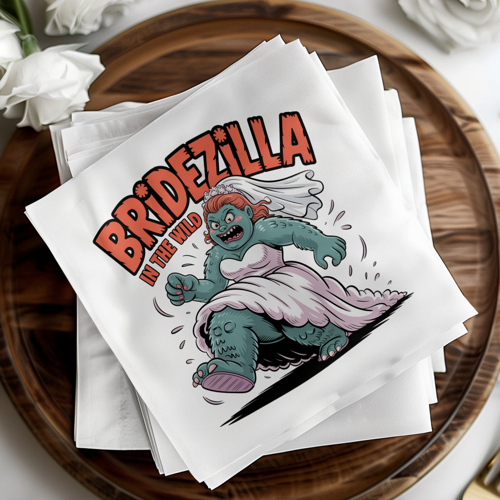 "Bridezilla in the Wild" text on a cartoon bride with green skin, wedding veil, and dress.
