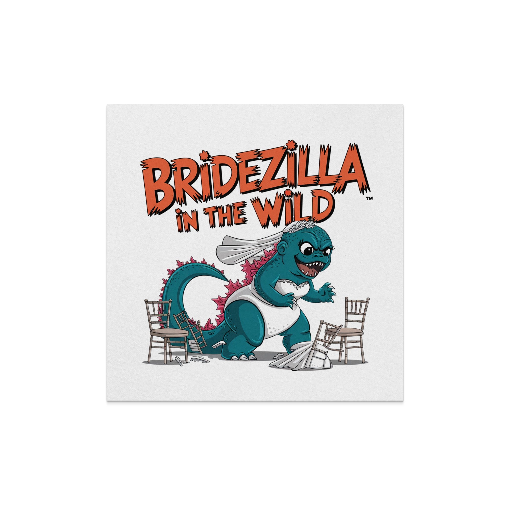 Bridezilla in the Wild logo with a turquoise monster bride in a wedding dress.
