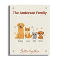 The Anderson Family with customizable dog and cat portraits and names for Buddy, Luna, Milo, and Coco.