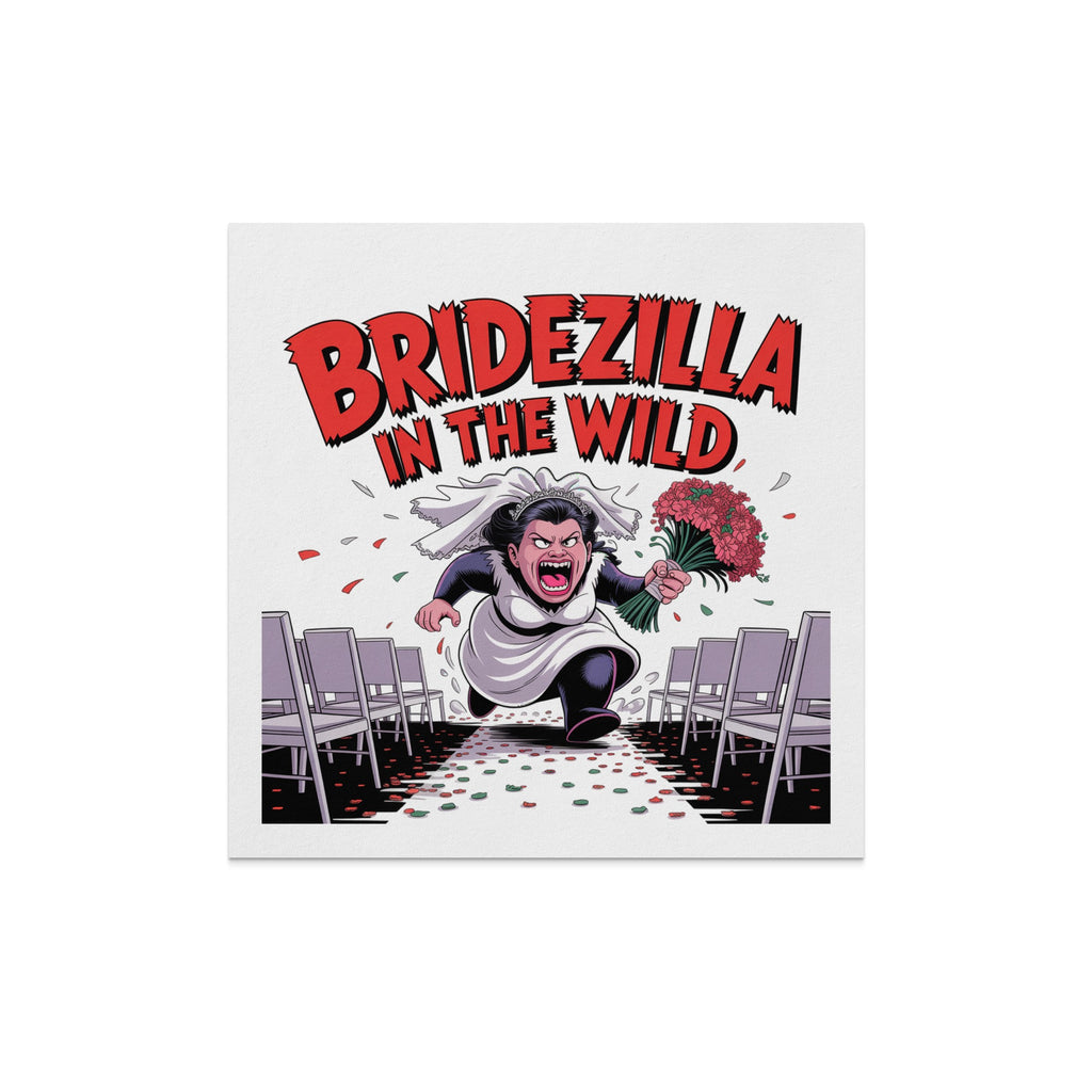 Bridezilla in the Wild text with a bride running down an aisle.