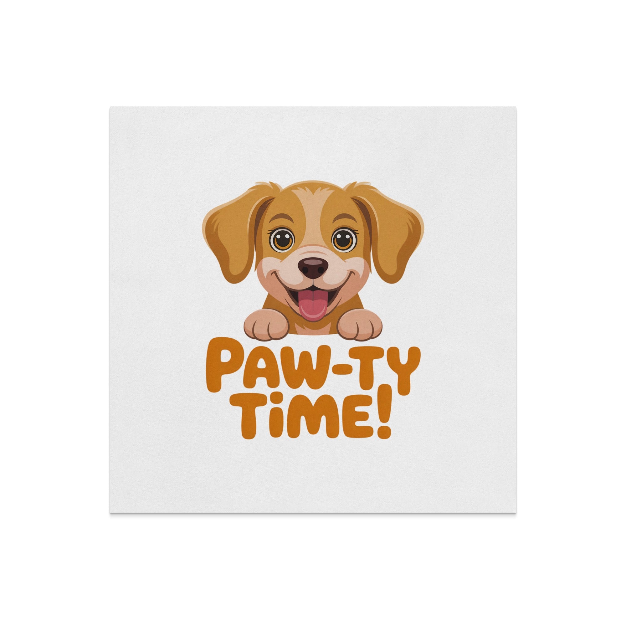 Happy dog with "PAW-TY TIME!" text.