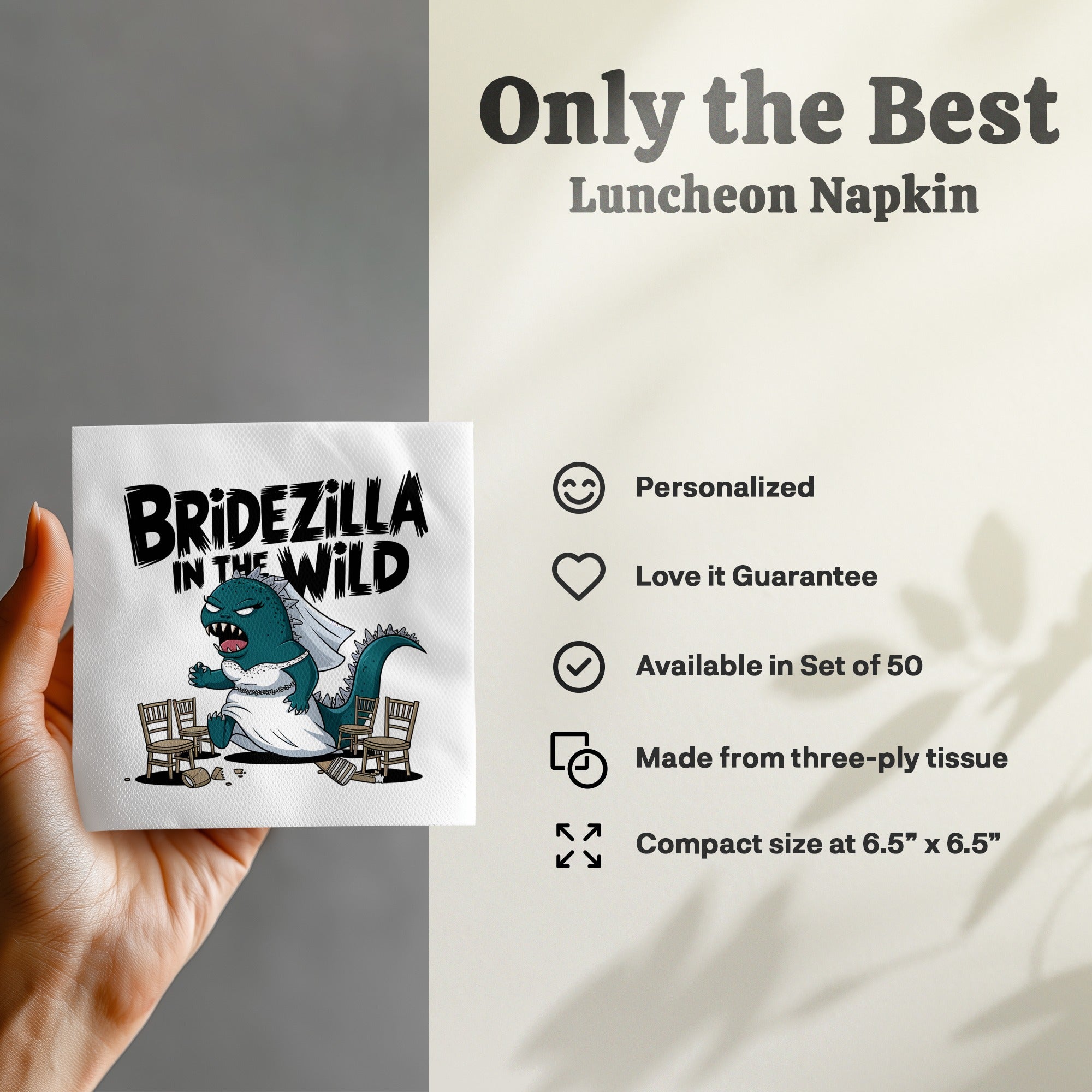 Bridezilla in the Wild luncheon napkin with wedding chairs, 50-count.