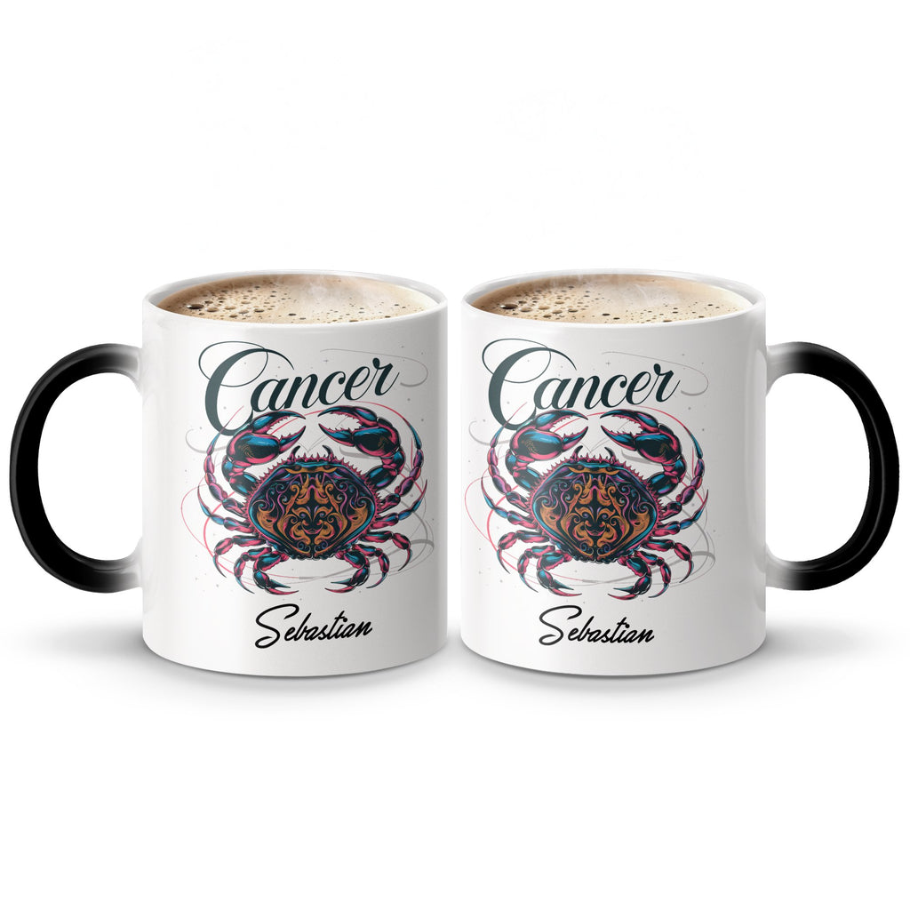 Mug with Cancer zodiac symbol and name Sebastian.