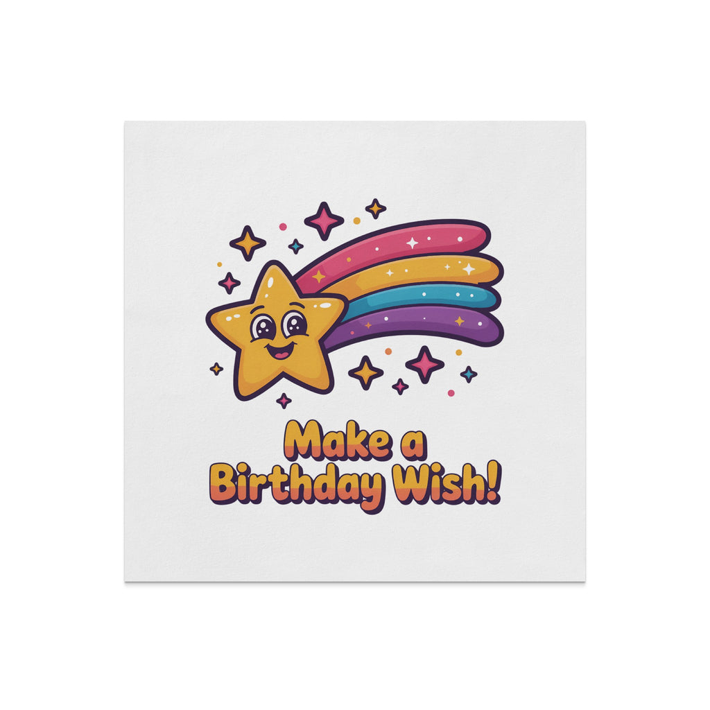 Happy birthday star with rainbow trail and text "Make a Birthday Wish!".
