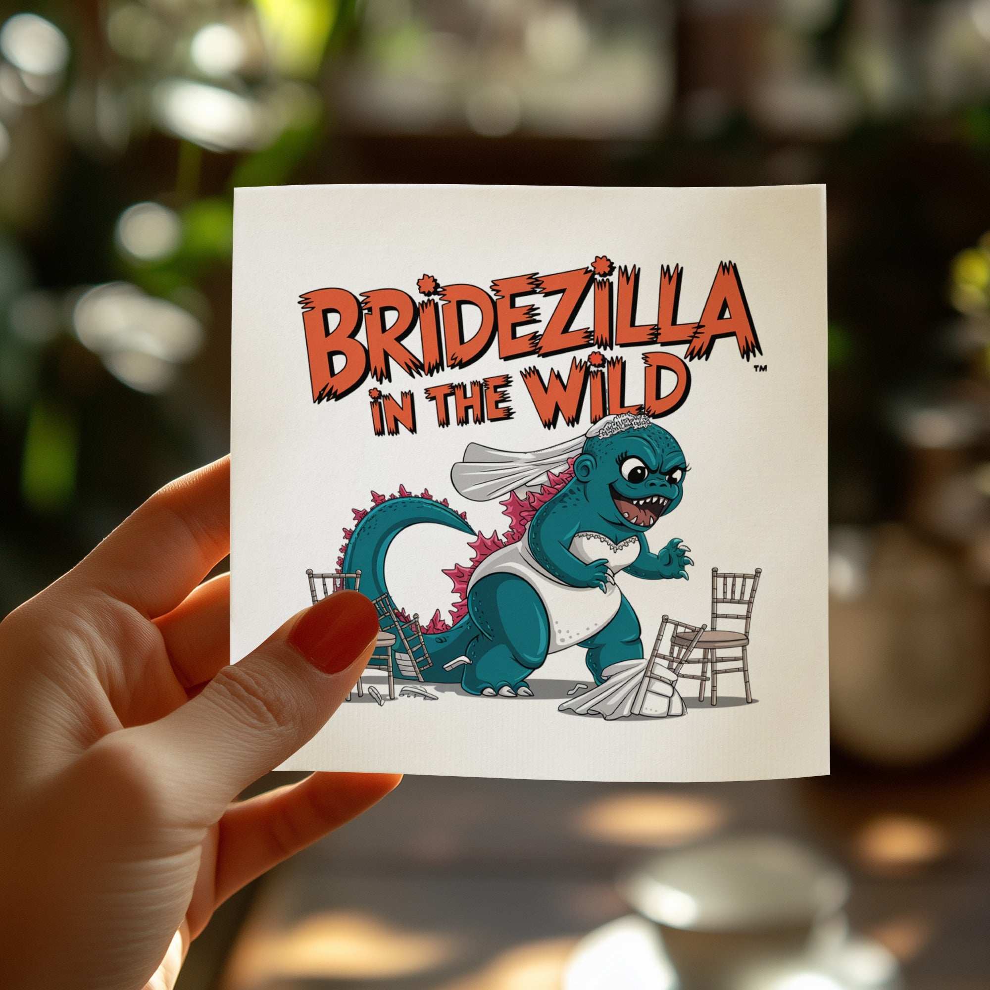 Bridezilla in the wild with wedding decor.