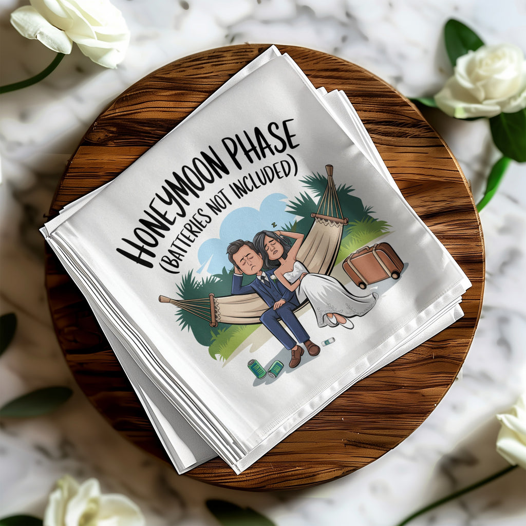 Couple in a hammock with text "HONEYMOON PHASE (BATTERIES NOT INCLUDED)".