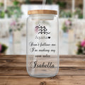 Glass tumbler with "Aquarius" zodiac sign and customizable name.