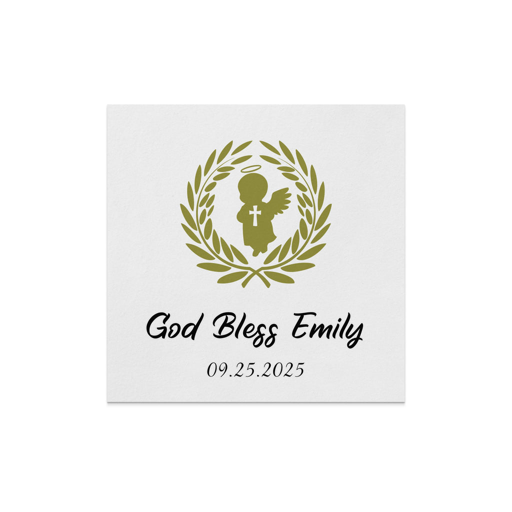 God Bless Emily 09.25.2025 with olive branch and angel graphic.