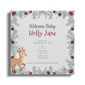 Baby Holly Jane born December 24, 2025, with a doe and festive border.