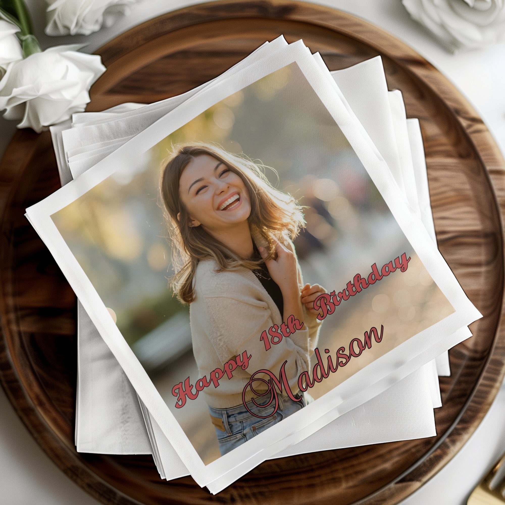 Birthday photo with text "Happy 18th Birthday Madison".