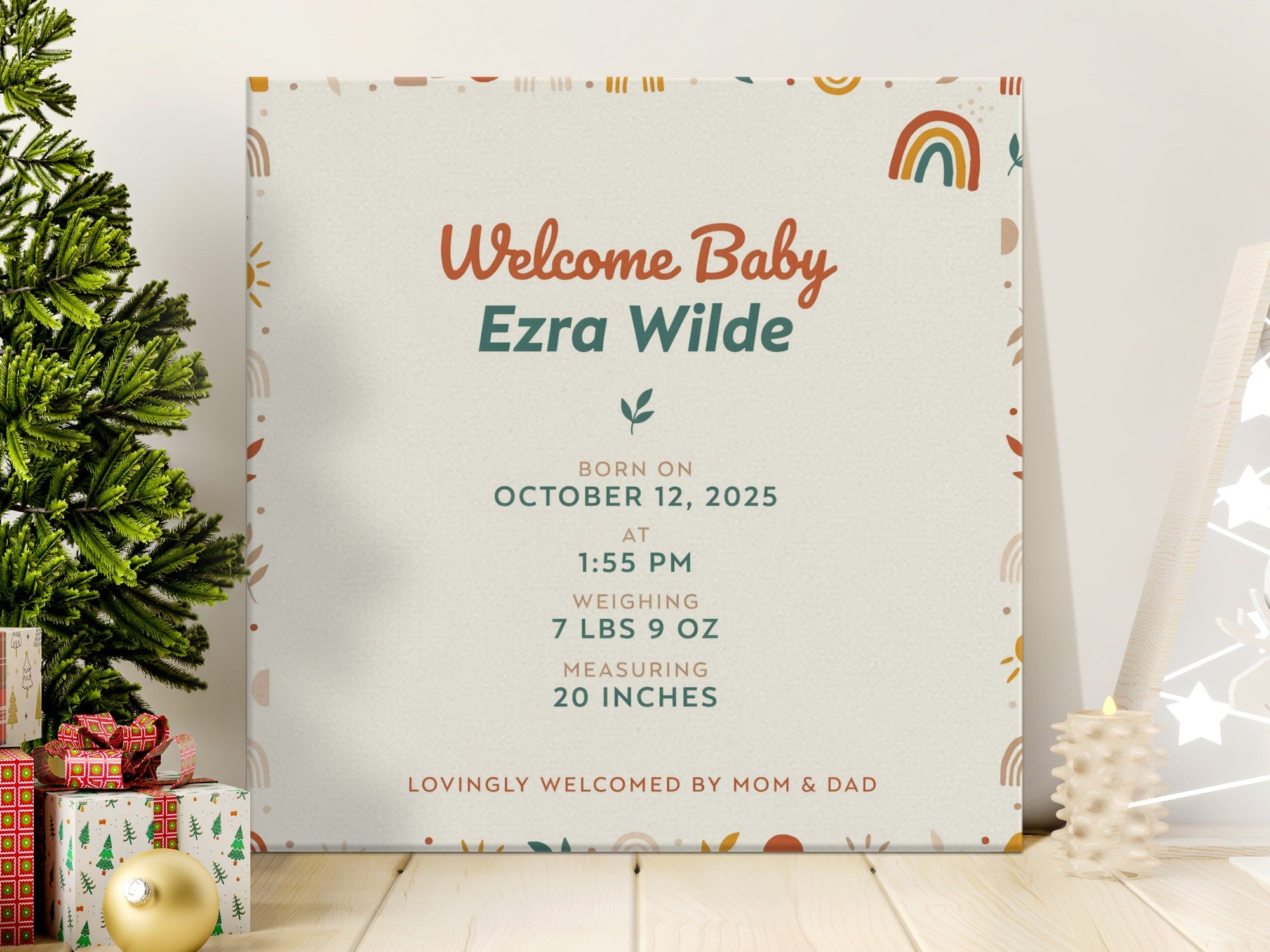 Baby Ezra Wilde born October 12, 2025, 1:55 PM, 7 lbs 9 oz, 20 inches.