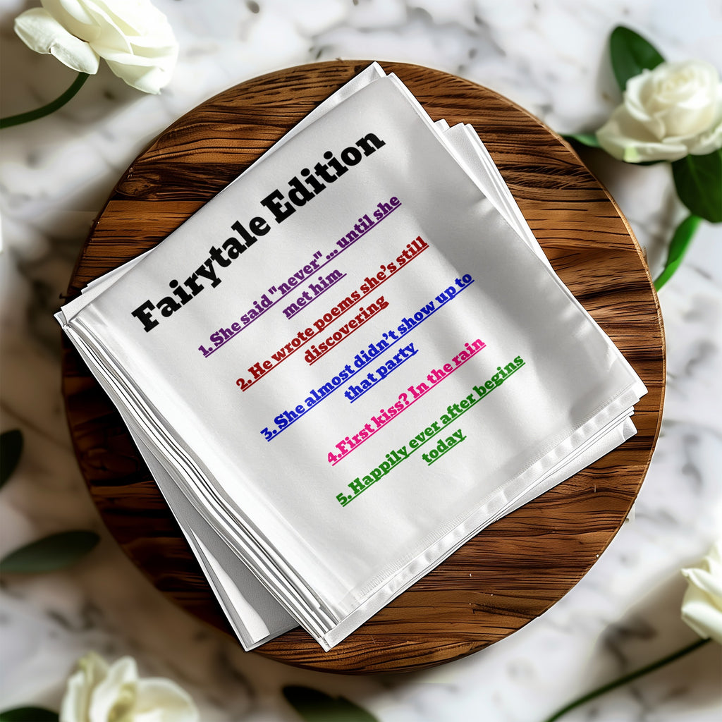 Fairytale Edition newspaper with five numbered romantic quotes.