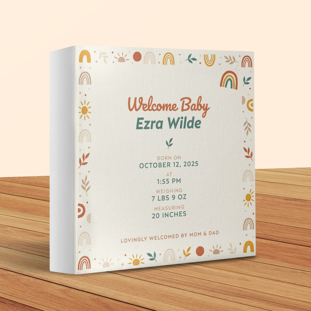 Welcome Baby Ezra Wilde stats: Born Oct 12, 2025, at 1:55 PM, 7 lbs 9 oz, 20 inches.
