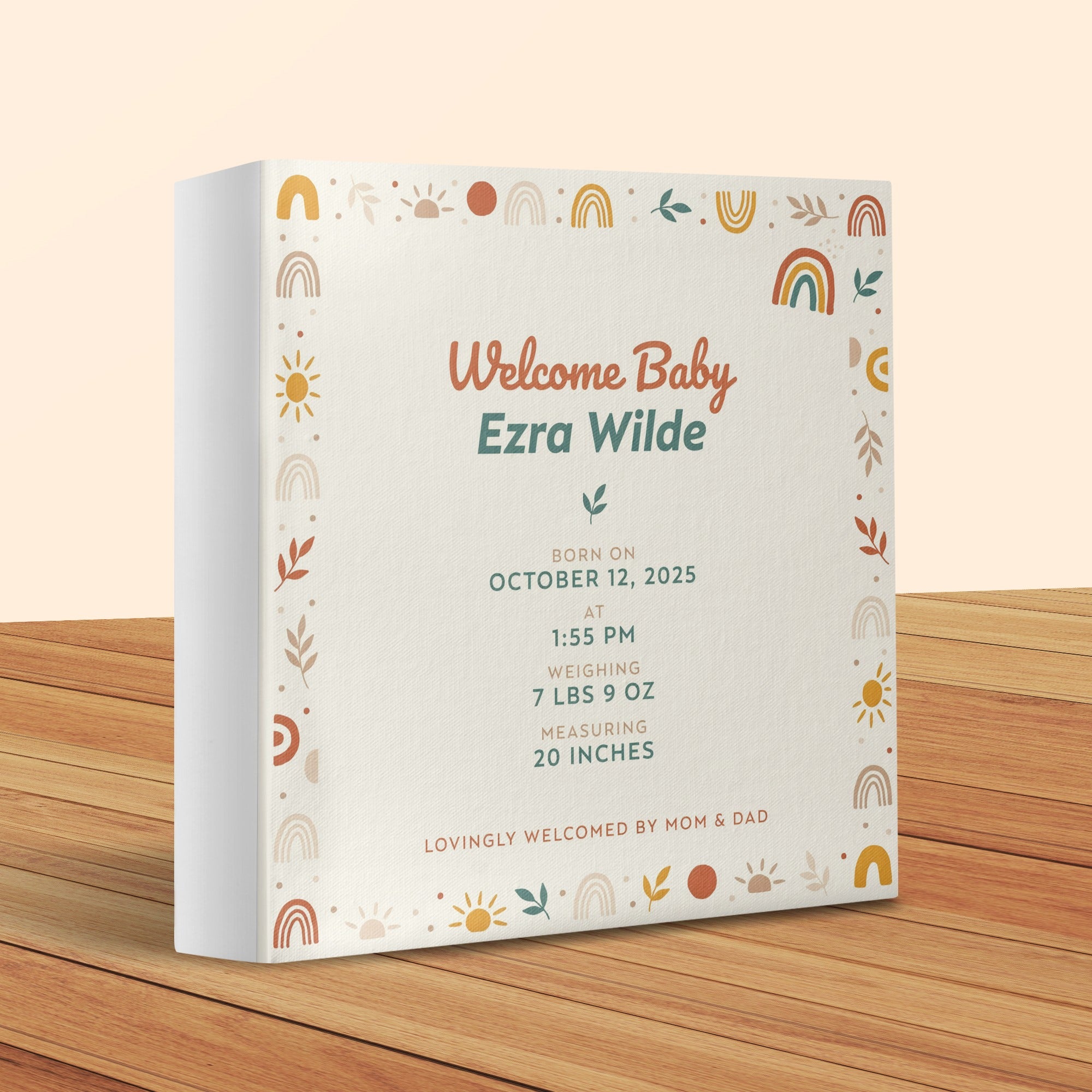 Welcome Baby Ezra Wilde stats: Born Oct 12, 2025, at 1:55 PM, 7 lbs 9 oz, 20 inches.