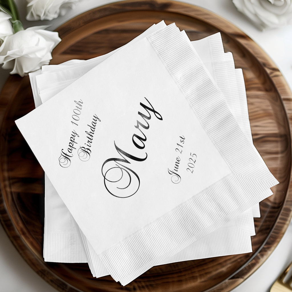 Happy 100th Birthday Mary, June 21st, 2025 napkins.