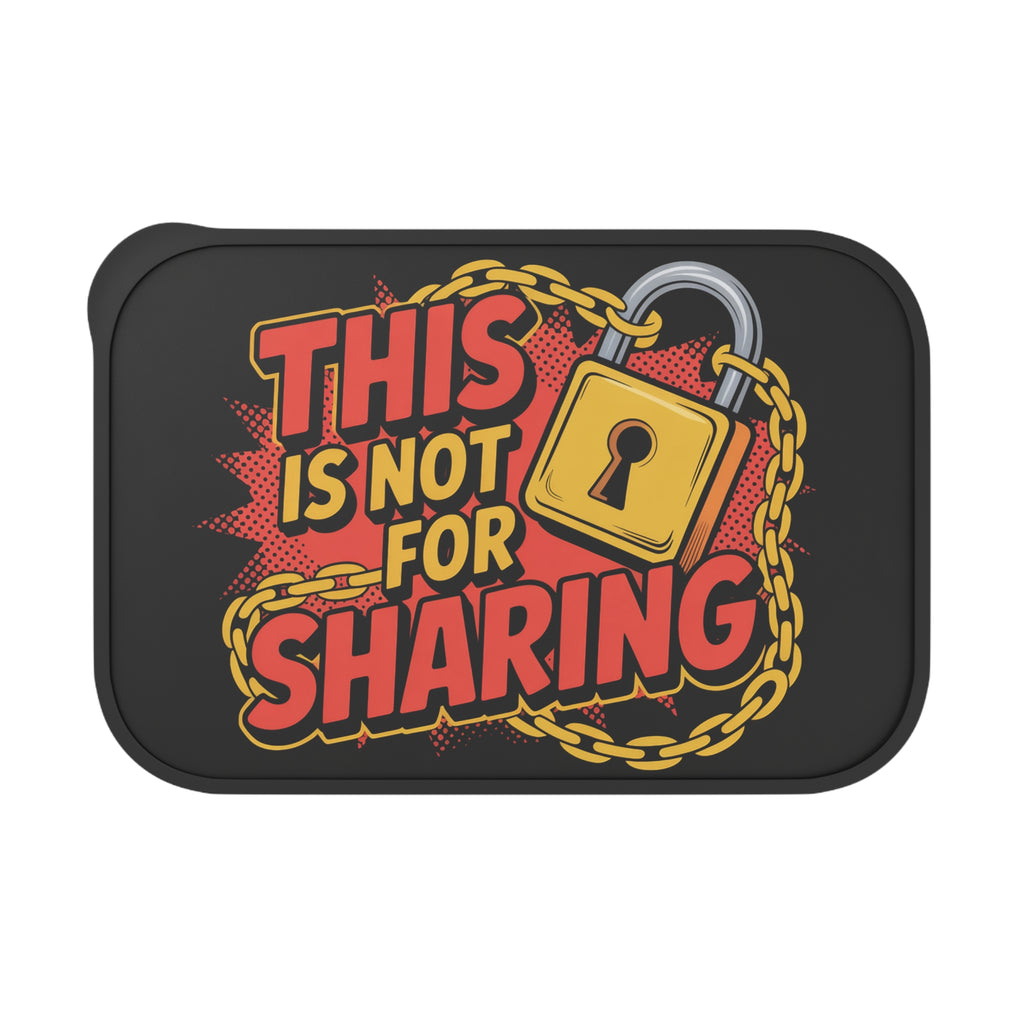 Yellow padlock with chain and text "This is not for sharing".