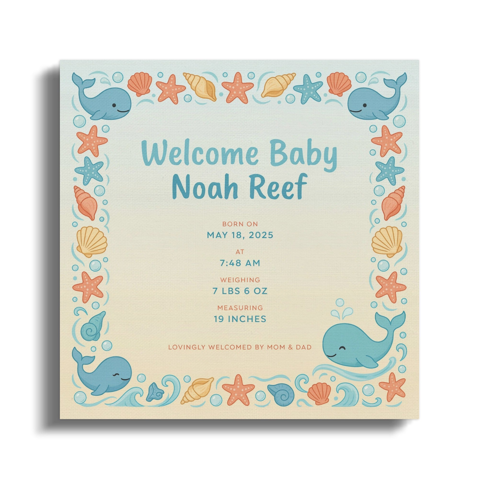 Welcome Baby Noah Reef born May 18, 2025 weighing 7 lbs 6 oz.