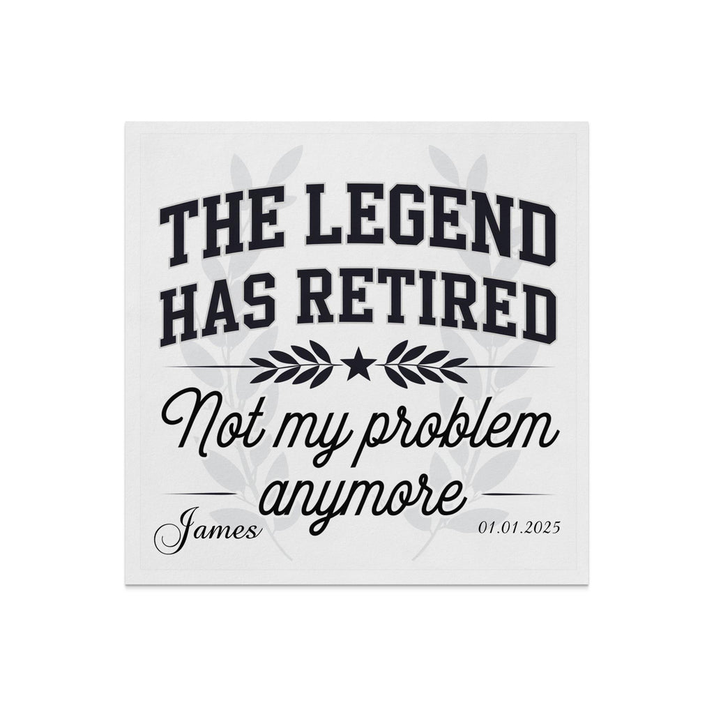 "The Legend Has Retired" text with "James" and a date on a white background.