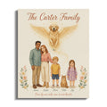The Carter Family memorial with angelic dog, family, and pets, titled "Once by our side, now in our hearts."