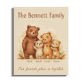 "The Bennett Family" personalized bear family artwork with names: David, Sarah, Lucas, Emma.