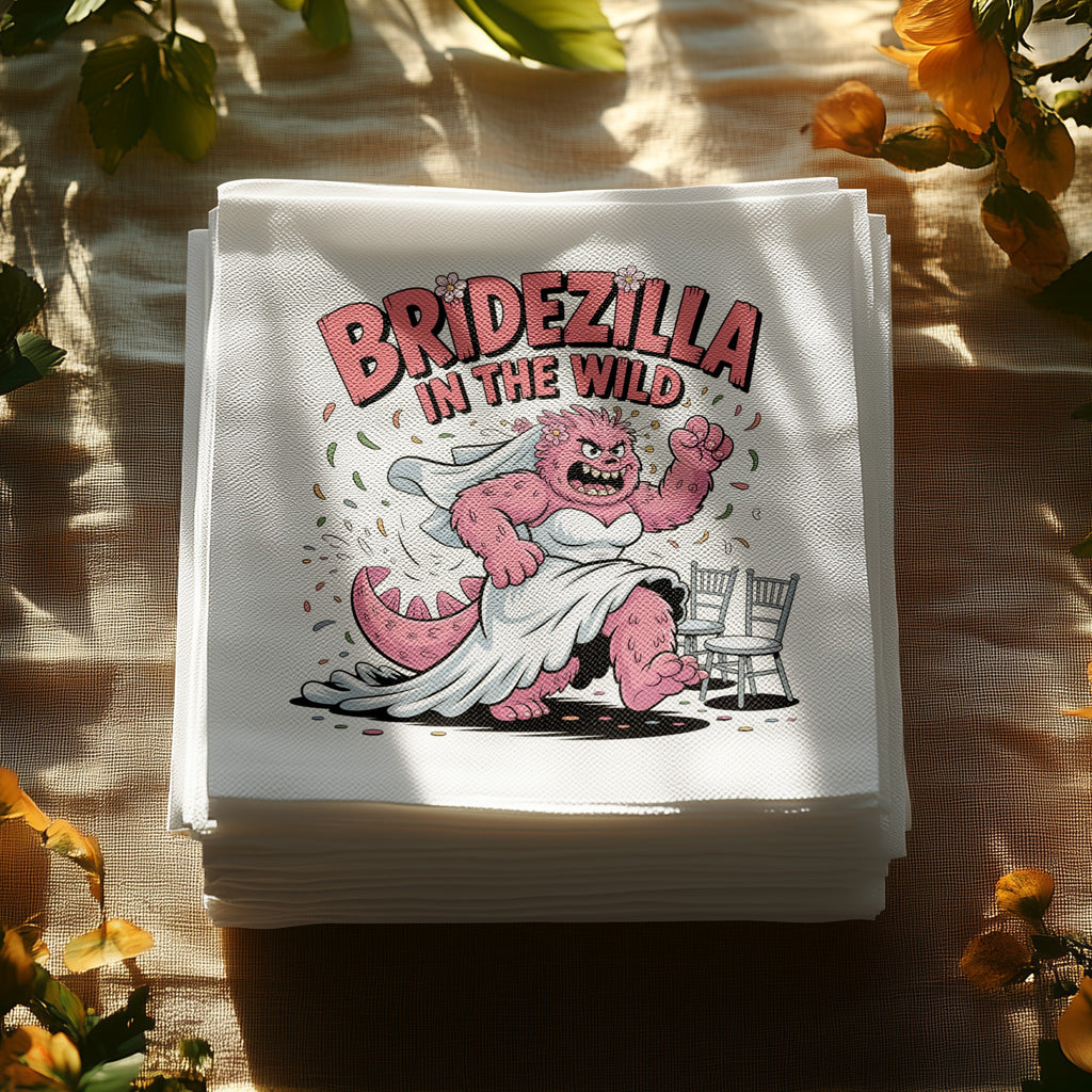 Bridezilla in the Wild monster bride in a wedding dress on napkins.