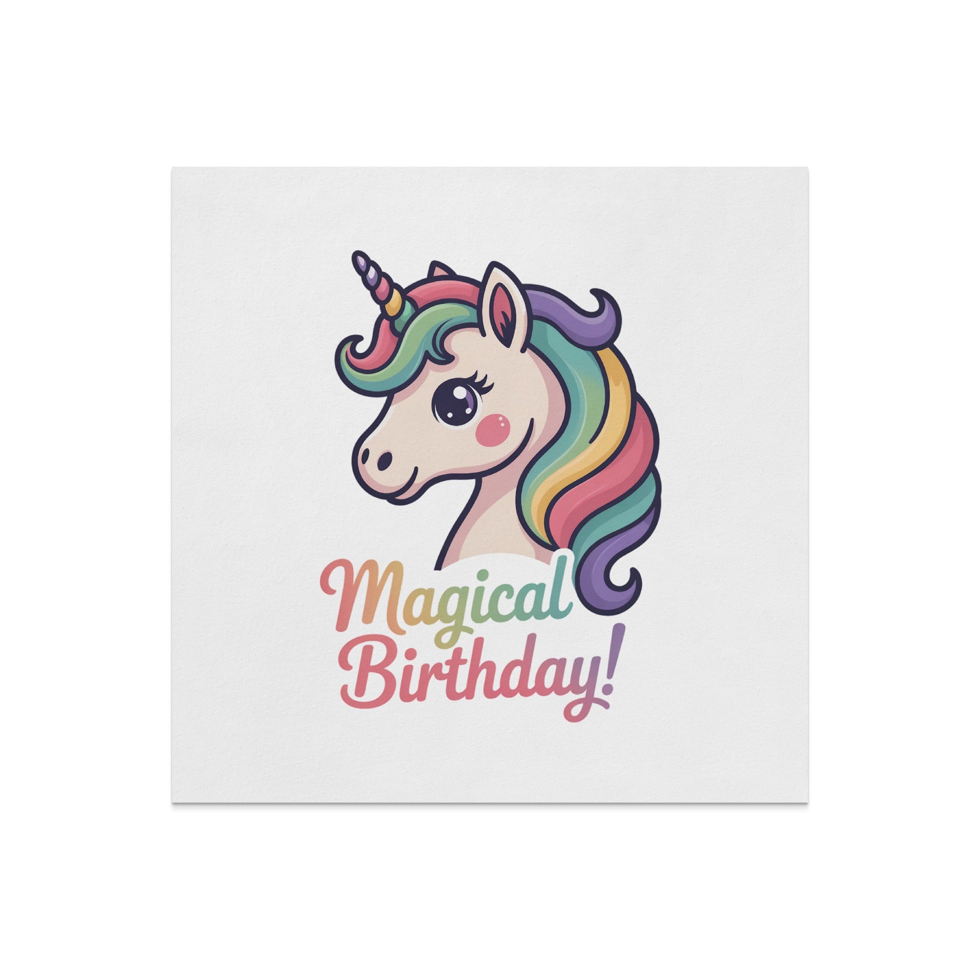 Unicorn with "Magical Birthday!" text on a white background.