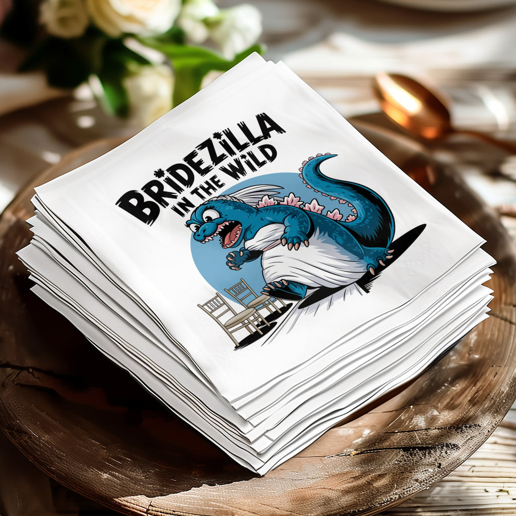Bridezilla in the Wild cartoon napkin stack.