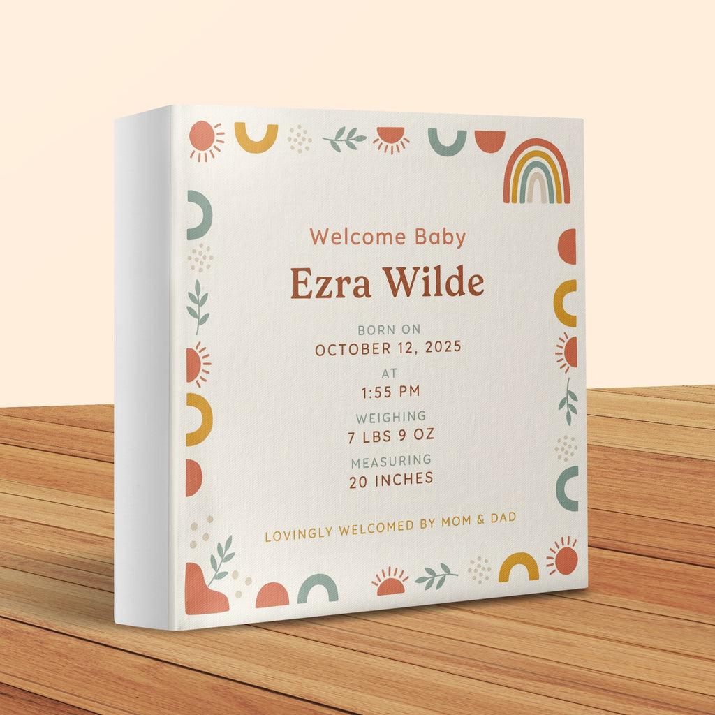 Birth announcement for Ezra Wilde, born Oct 12, 2025, 7 lbs 9 oz, 20 inches.