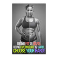 Split image showing a woman's before and after transformation with motivational text.